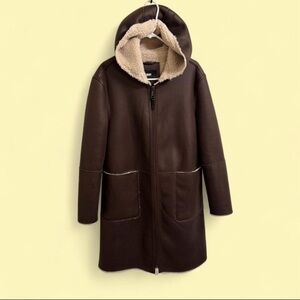 DKNY Cream and Brown sherpa Coat